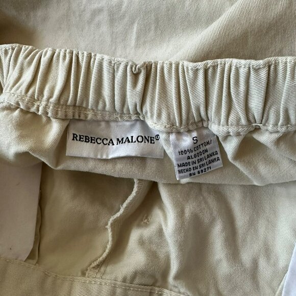 REBECCA MALONE Cream Midi Skirt Sz S Western Prairie Boho Scalloped Buttons - Picture 4 of 5